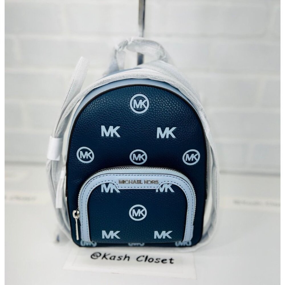 Michael Kors backpack jaycee extra-small logo debossed convertible navy multi
